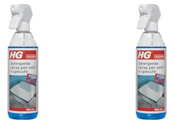 HG Detergente Spray per Vetri, Finestre e Specchi, Rimuove Efficacemente Grasso e Sporco, 500 ml (142050106) (Confezione da 2)