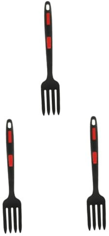 Amosfun 3 Piezas tenedor de espagueti tenedor práctico de cena horquilla flexible de cocina cocinando de comida reutilizable accesorio de cocina gel de sílice Black