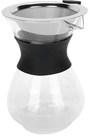 de Vidrio con Filtro de Acero Inoxidable, Juego de por Goteo Manual para el Hogar y la Oficina, Vidrio de Borosilicato, Fácil de Limpiar (400ml)