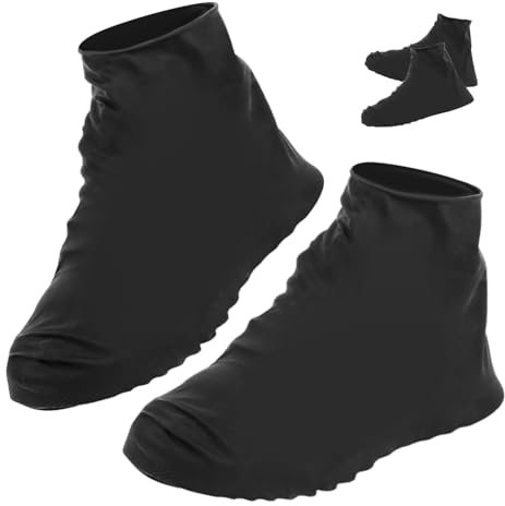 4 Pares Cubrezapatos Impermeables, Silicona Cubre Zapatos Antideslizantes, Cubiertas de Zapatos Reutilizables, Funda Cubre Calzado para Caminos Fangosos Lluvia Nieve (Negro)