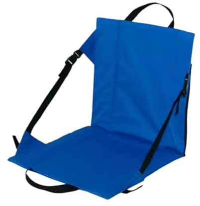 Amagogo Klappbarer Strandstuhl, zusammenklappbares Sitzkissen, Bodenstuhlpolster mit Rückenstütze, Stadion-Sitzkissen für Angel-Bleacher-Ausflüge, Blau