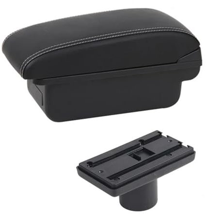 QIBBEI Fácil de Limpiar Compartimento De Reposabrazos para Coche, Decoración De Estilo De Contenido De Tienda Central con Portavasos USB, para Ibiza 6j 6L(B White Line 1)