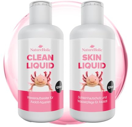 NatureHolic Axolotl Wasserpflege-Set | Wasseraufbereiter & Schleimhautschutz für Axolotl | Schadstoffentfernung, Wundheilung & Keimreduktion | Für klares & gesundes Lotl-Aquarium