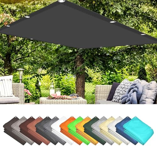 Voile d'ombrage Terrasse Rectangulaire 3 x 4 m Imperméable 98% Anti UV Toile Pergola Bache d'ombrage avec Oeillets et Cordons pour Jardin Extérieur Terrasse, Gris Foncé