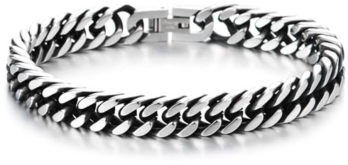 COOLSTEELANDBEYOND herrarmband rostfritt stål svart silver tvåfärgat länkarmband polerad hip hop stil