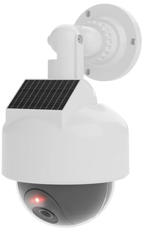 Telecamera di sorveglianza simulata a energia solare, telecamera di sorveglianza CCTV, monitor di simulazione con luce LED, telecamere finte a cupola, sicurezza falsa all'aperto