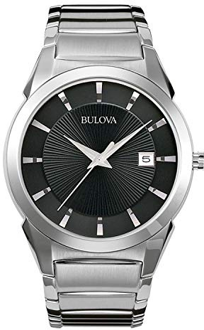 Bulova Men's 3-Hand Calendar Date Quartz Watch, Patterned Dial, 38mm, Style: 96B149