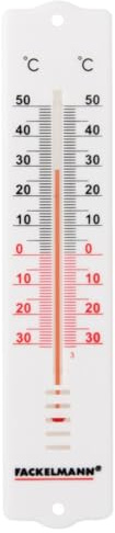 Fackelmann 16366 Thermomètre mural plastique, thermomètre intérieur, thermomètre extérieur, Plastique, Blanc, 21 cm