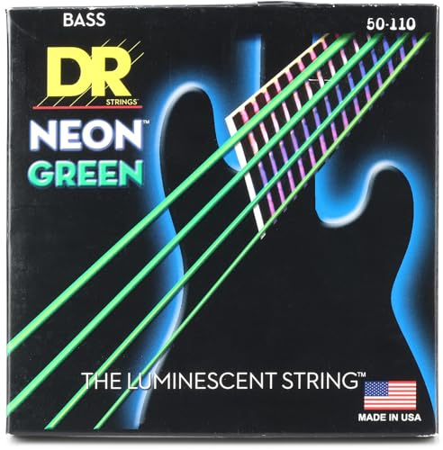 DR Strings Hi-Def NEON Green Coated 4-String Bass Strings Heavy (50-110) (NGB-50)
