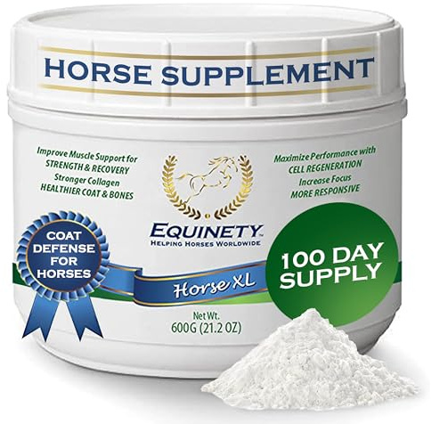 100-Day Supply Horse XL Supplement – Amino Acids for Cellular Repair, Coat Defense, Weight Gain, Joint & Hoof Support – No Soy/Sugar – Equine Supplements for Muscle, Immune Support & Overall Health