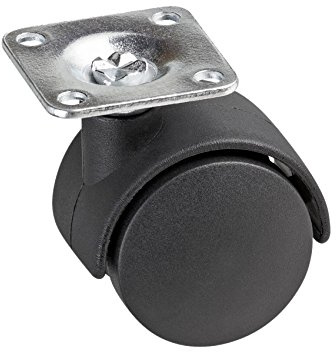 Metafranc Doppelrolle Ø 40 mm - 38 x 38 mm Platte - Kunststoff-Rad - Harte Lauffläche - Gleitlager - 20 kg Tragkraft / Transportrolle / Möbelrolle / Containerrolle / 800100