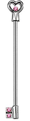 Paula & Fritz® Industrial Stab Piercing Straight Barbell Hantel Schlüssel Zirkonia Clear pink Aqua Ohr Brustwarze Edelstahl Chirurgenstahl 316L BI08-1438_P