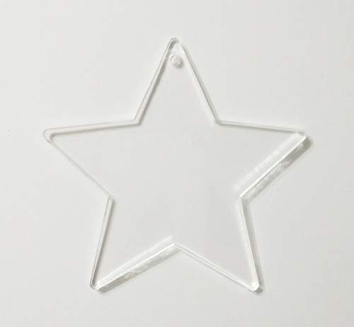 Acryl-Stern-Schlüsselanhänger, blanko, Sterne, 0,3 cm dick, transparent, Acryl, Laserschnitt, umweltfreundlich, 7,6 cm, 15 Stück