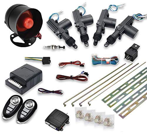 Kit de Verrouillage centralisé avec télécommande de Voiture Maso Système d'entrée sans clé 4 Portes + système d'immobilisation d'alarme antivol avec capteur de Choc Universel adapté à Toutes Les