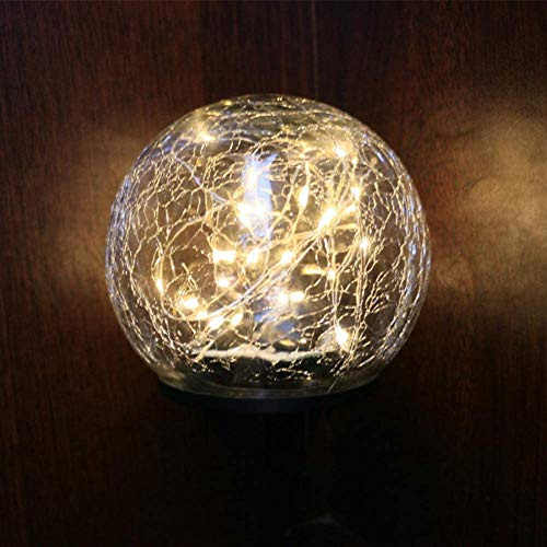 Solar Crackle Glass Ball Ground Lights,Solar Power Pathway Lights, Fairy Lights Outdoor,Mood Lawn Light,Auto On/Off Night Lamp for Garden, Home, Party, Gazebo, Patio (Big Ball(12 * 11cm), 1 Pack)