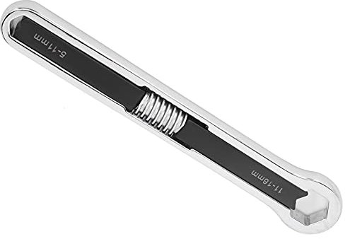 Fafeicy Llave de boca abierta, llave inglesa ajustable sólida de acero aleado, con 9 mm de grosor, abertura de cabeza grande de 11~16 mm, abertura de cabeza pequeña de 5~11 mm