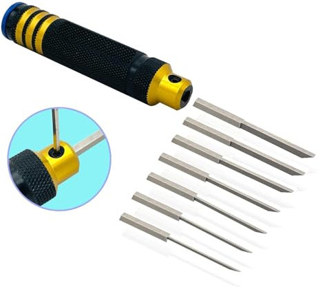 Yaohappy Prime Model Scriber Gundam Resin Carved Scribe Line Hobby-Schneidwerkzeug Meißel 7 Klingen 0,1/0,2/0,4/0,6/0,8/1,0/2,0 mm