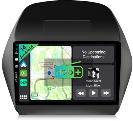 YUNTX [DAB-4G+64G] Android 14 2 DIN Radio Coche para Hyundai Tucson IX35(2010-2015)-[Incorporado DAB+/CarPlay/Android Auto/DSP/GPS]-IPS 2.5D 10.1-MIC+Cámara-Bluetooth 5.0/Control del Volante/WiFi/USB