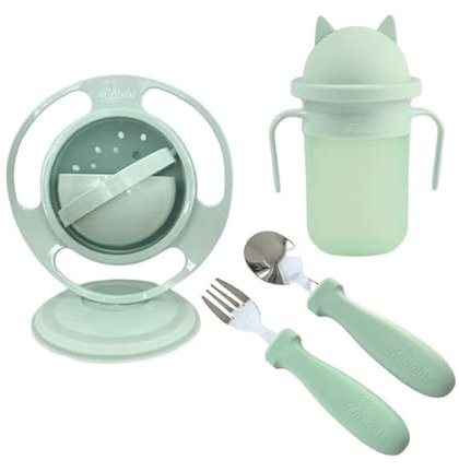 Coffret vert pour enfants Mabebi avec couverts, bol à collation et gobelet magique