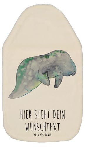 Mr. & Mrs. Panda Personalisierbare Wärmflasche Seekuh Chillen - Weiß