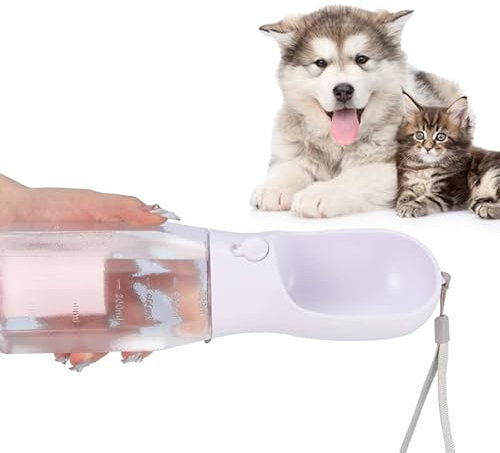 Trinkflasche Hund für Unterwegs, 600ml Tragbare Hundetrinkflasche mit 100ml Hundefutterflasche, Hundeflasche Unterwegs Wasserflasche Hund Reisetrinknapf für Hunde Klein