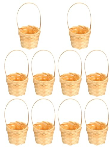 SEWACC 10 Stücke Miniatur Gewebte Körbe Mit Griffen, Dekorative blumenkorb Mini-picknickkörbe Für Partybevorzugung Hochzeit Tischdeko