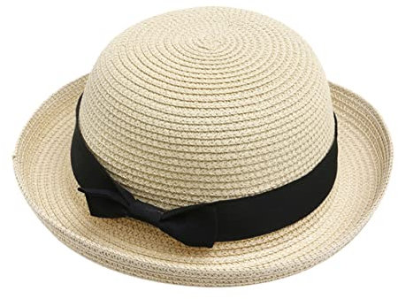 GALPADA Strohhut Damen Sommerhut mit Schleife und Kuppel Breite Krempe Faltbar Einheitsgröße 56-58Cm für Strand und Outdoor Aktivitäten