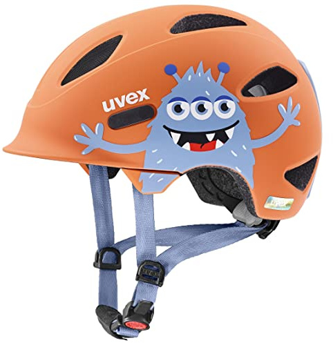 uvex oyo style - lätt cykelhjälm för barn - integrerat sidoskydd - individuell storleksanpassning - monster papaya matt - 45-50 cm