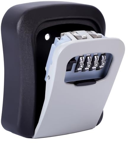 Mitoymia Key Safe Wall Mounted-Key Lock Box with 4 Digit Combination -Key Box to Share Keysafe Outside Police Approved-Lockbox- Key Safe, Gray (H001)