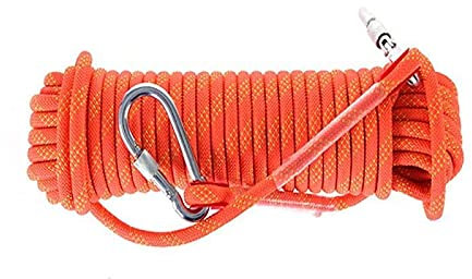 Paracord,Kletterseil,Climbing Rope 12mm Outdoor Klettern Seil mit Haken 10 m hochfest Klettern Safety Seil Camping Wandern Rettungsseil Emering Survival Tool Seil (Color : Black)