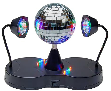 Playbees Rotating Disco Ball - LED Revolving Disco Ball with Movable Strobe Lights for Disco Party Decor, Mirror Lights Party, Mini Lava Lamp Alternative, 30 Second Dance Party