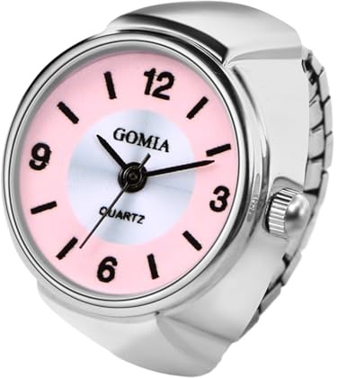 JewelryWe Ringuhr Fingeruhr Herren Damen rund Analog Quarz Elastisch Legierung Ring Uhr Uhrenring