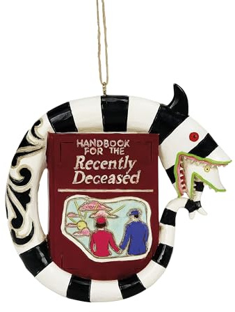 Enesco Beetlejuice by Jim Shore Sand Worm and The Handbook for The Recently Deceased Hanging Ornament- Hand Painted Crafted Collectible Beetlejuice Figurines Ornaments Halloween Home Decor, 3.78 Inch