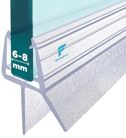 shinfly Duschtürdichtung | Dichtung Dusche Glastür mit Gummilippe für 6–8 mm Glasstärke | Ersatz Duschdichtung unten für 12mm Spalt | Schwallschutz & Wasserabweiser – Transparent(2 x 100cm)