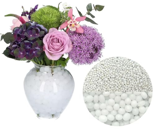 Lot de 50 000 Perles d'eau Blanc crème, Perles de Gel pour Fleurs et Plantes, Non Toxiques et Biodégradables, Décoratives et colorées pour Centre de Table de Mariage