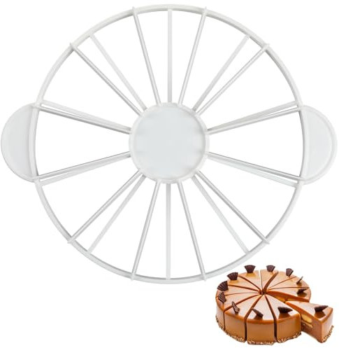 Liobelon Cake Portion Cutter Cake Divider Cheesecake Slicer Cake Slicer for Even Slices Double Sided Cake Portion Marker 10 or 12 Slices,White