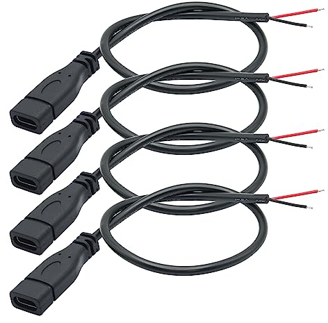 Riertostng Kurzes USB C zu 2 Pin Bare Wire Open End Kabel 10inch, 5V/3A USB Typ C Female Plug Pigtail Power Wire, für und USB C Geräte installiert oder Ersatz Reparatur DIY Kabel