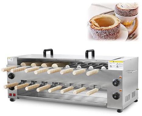 LBMED Double Layer Electric Cake Pop Roller Machine, Commercial Chimney Cake Maker with 16 Pcs Roller, 4 Independent Temperature Control(50-300°), 360° Uniform Rotate Heating, for Kitchen Restaurant
