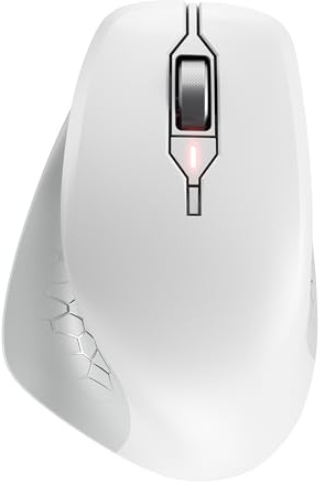 CHERRY STREAM MOUSE COMFORT, Trådlös Ergonomisk Mus Med Gummerat Tumstöd, Särskilt För Högerhänta, 2,4 GHz, 6 Tystgående Knappar, Vit