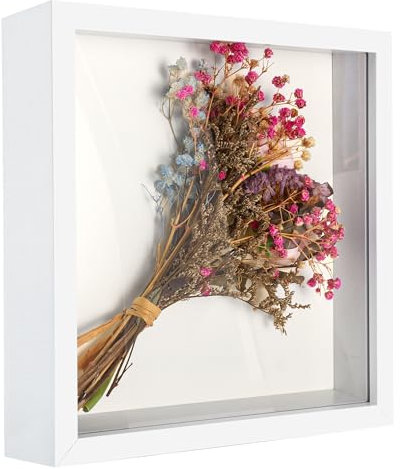 Jokisa 3D Bilderrahmen zum Befüllen, Objektrahmen Aus Hergestellt Aus Hochwertigem MDF und Acryl, Bilderrahmen Tief zum Befüllen für Kunsthandwerk, Jubiläen, Hochzeit, Abschlussfeiern, Geldgeschenk