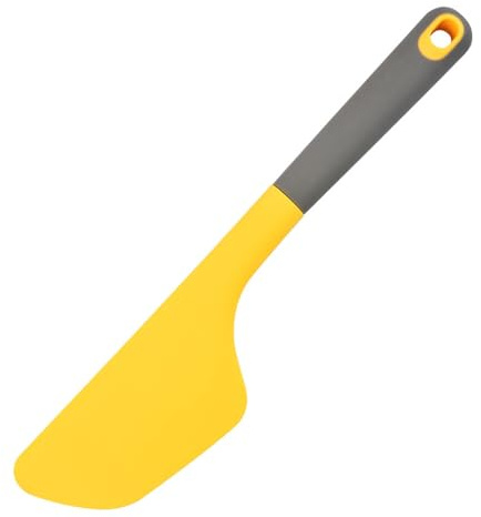 MNFPSJB Plastic Butter Knife Spreader, 3-in-1 Butter Cutter Cheese Knife with Integrated Silicone Scraper, Reusable Spreading Tool for Butter Jam Cream Peanut Butter, Short Head Yellow