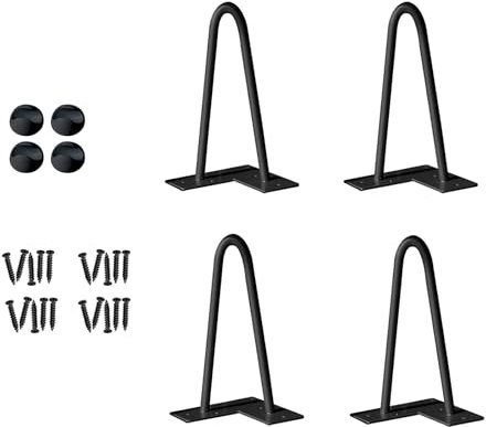 AufuN 4er Set Haarnadel Tischbeine 20cm Metall Hairpin Leg Austauschbare Tisch &Schrank Beine Haarnadelbeine Tischgestell aus Stahl mit Bodenschoner und Schrauben Verfügbar für Schreibtisch Esstisch