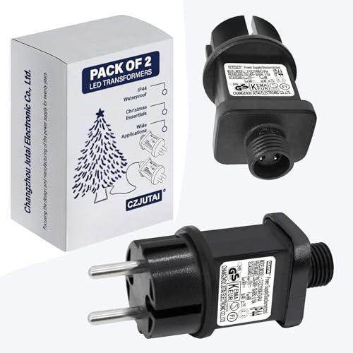 2 pezzi di trasformatore LED 31V 6W CZJUTAI IP44 Alimentazione per illuminazione di Natale con presa - Presa europea (attacco a vite - accensione costante - DC31V6W)