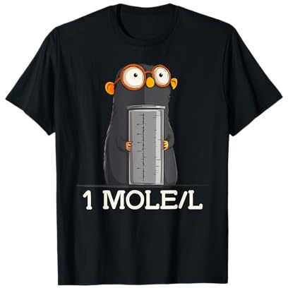 Cute Mole Holding Beaker Science Joke 1 Mole/L T-Shirt