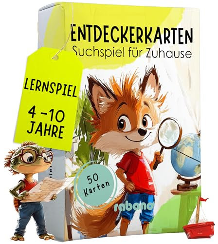 50 Entdeckerkarten für Kinder – Indoor Schatzsuche und Zuhause entdecken I Spannendes Suchspiel I Lernspiel & Geschenk für Mädchen und Junge I Spiele ab 4, 5, 6, 7, 8 Jahre