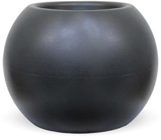 newgarden Dalia Blumentopf, rund, für Blumen und Pflanzen, sehr widerstandsfähig, für den Außenbereich, viele Größen erhältlich, hergestellt aus Polyethylen, Spanien (Anthrazit, 37,5 x 50 cm)