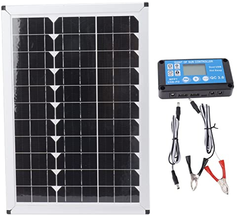 Kit de Panneau Solaire 100W E avec Contrôleur 20A 12V 24V pour le Camping en Voiture