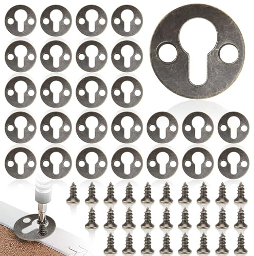 Hapivida Cintres de Trou de Serrure, Crochets Cadre Double Trou en Alliage de Zinc avec 100 Vis Support Montage Mural Invisible pour Photos Miroirs Décoration Vintage