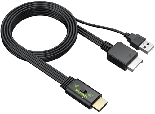 LiNKFOR Convertidor PS2 a HDMI 1080P 60hz,Adaptador HDMI Plug and Play con Conversión 16:9/4:3 para PS1/PS2