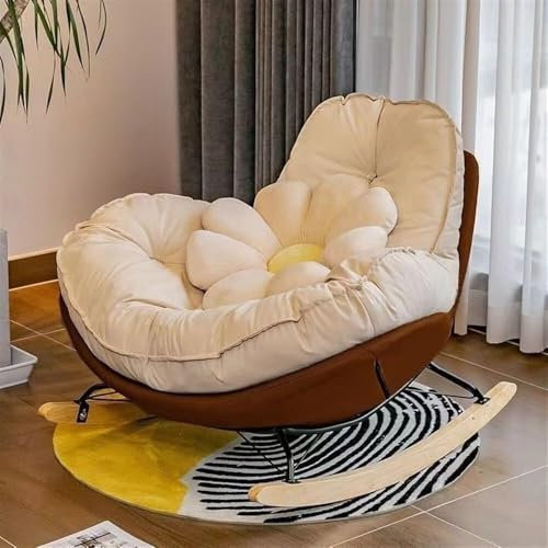 Moderner gepolsterter Schaukelstuhl – bequemer Sessel & Loungesofa, Liege für Wohnzimmer & Schlafzimmer, stilvolles braunes Design für ultimative Entspannung